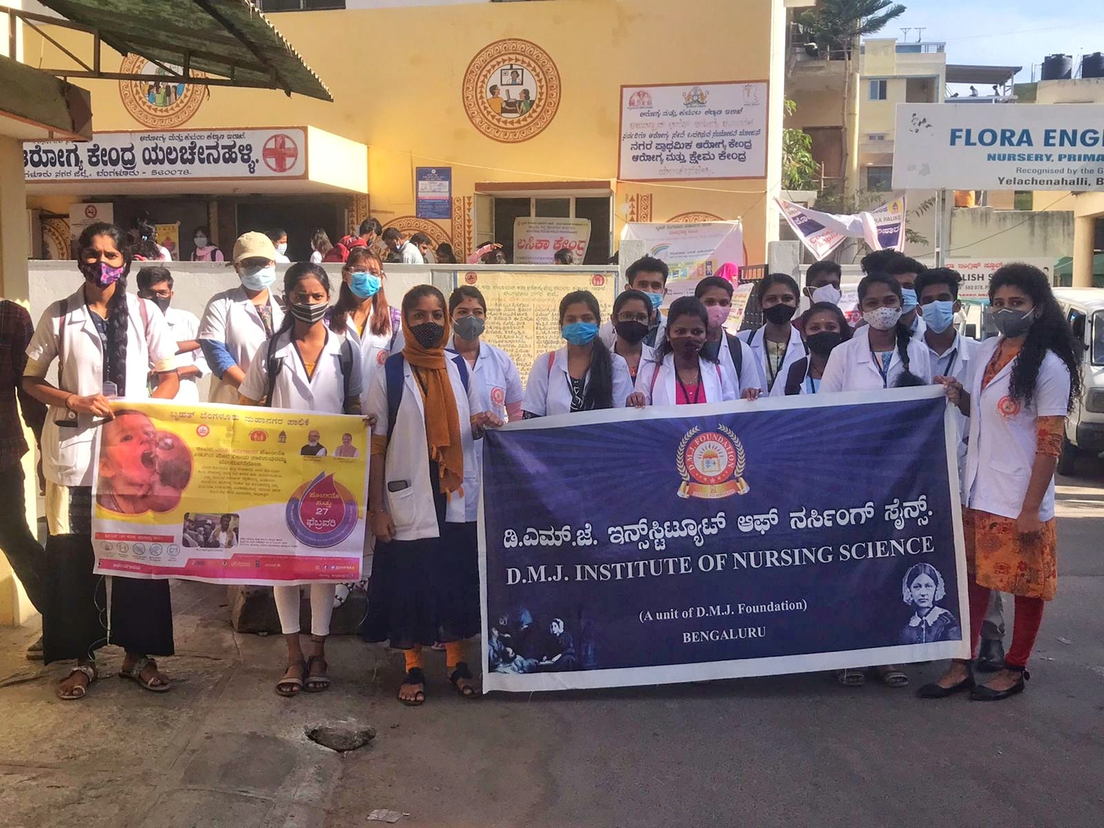 DMJIONS students organising vaccination line